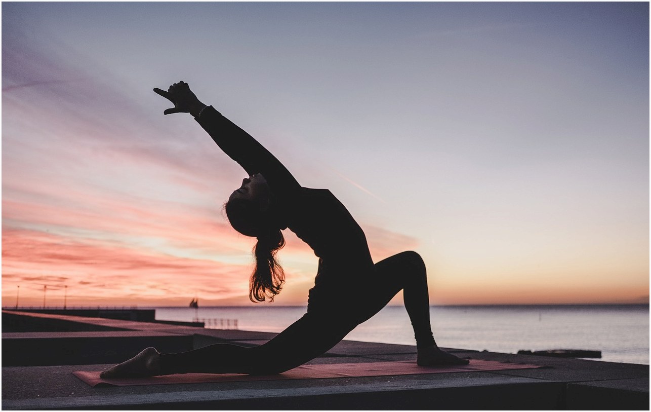 yoga, outdoors, sunrise, meditation, fitness, workout, exercise, nature, woman, twilight, dusk
