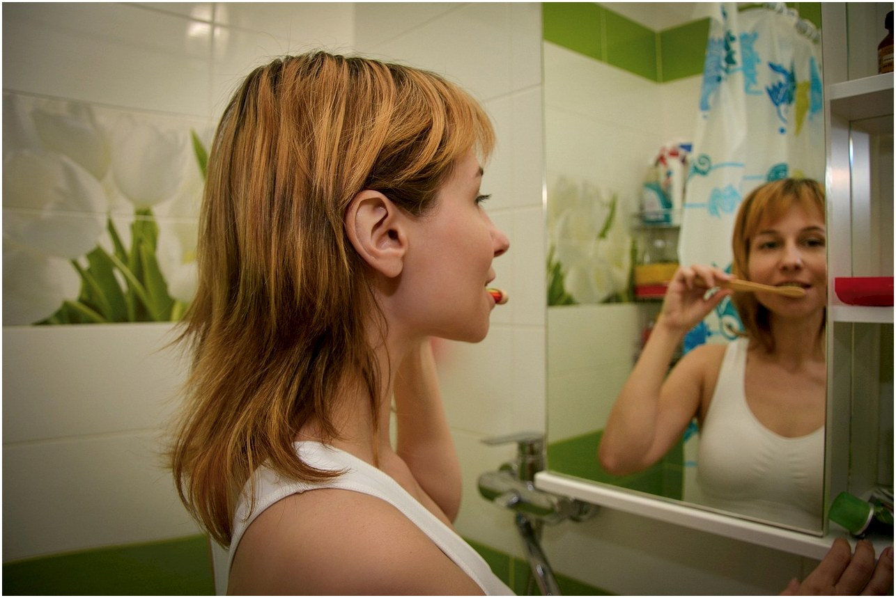woman, tooth brushing, hygiene, routine, morning routine, brush your teeth, reflection, mirror, bathroom, health, portrait, routine, routine, routine, routine, routine, morning routine, morning routine