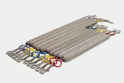 Conjunto de molas de Pilates com ganchos metálicos e codificação por cores